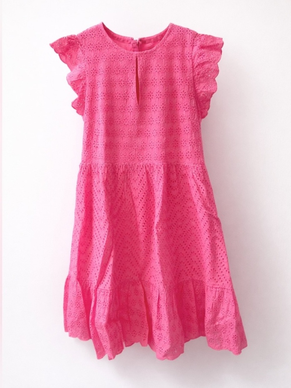 Vineyard Vines Bright Pink Eyelet Ruffle Sleeve Dress